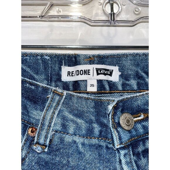Re/Done Levis High-Rise Wide-Leg Raw Hem Jeans  Womens Size 25 - Picture 13 of 15
